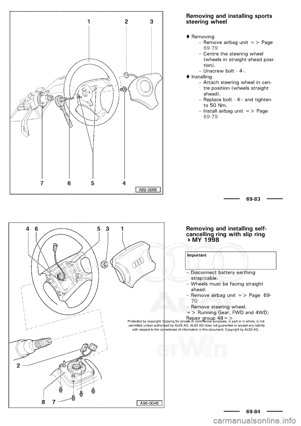 AUDI A3 1997 8L / 1.G General Body Assembly Interior Workshop Manual 