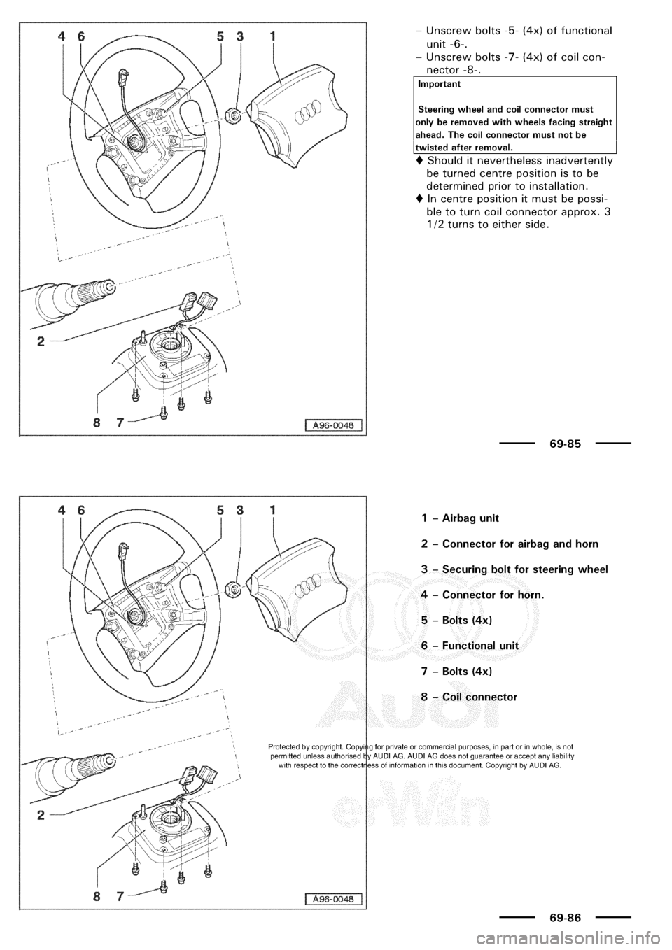 AUDI A3 1997 8L / 1.G General Body Assembly Interior Workshop Manual 