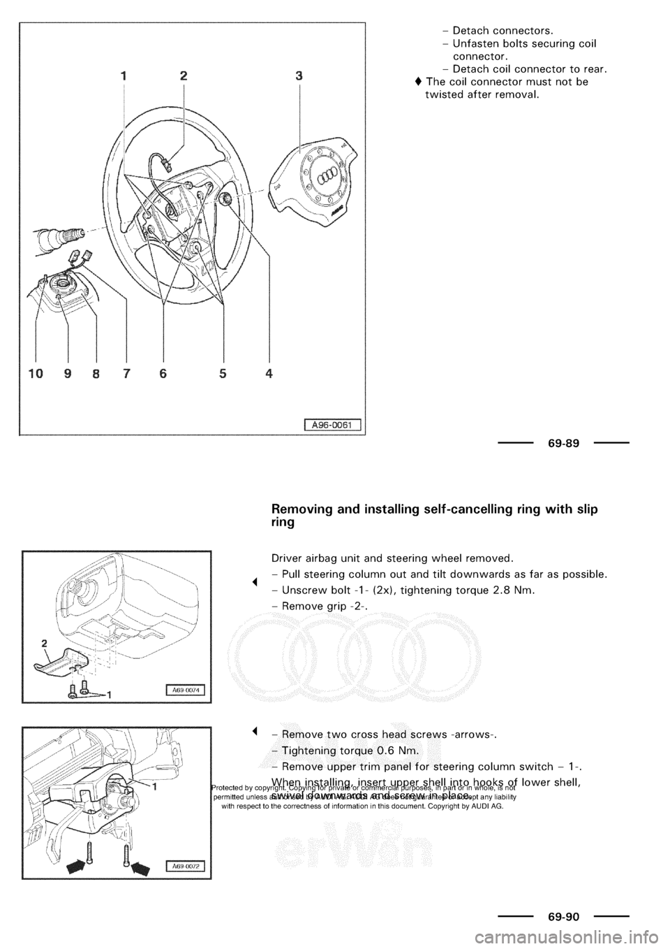 AUDI A3 1997 8L / 1.G General Body Assembly Interior Workshop Manual 