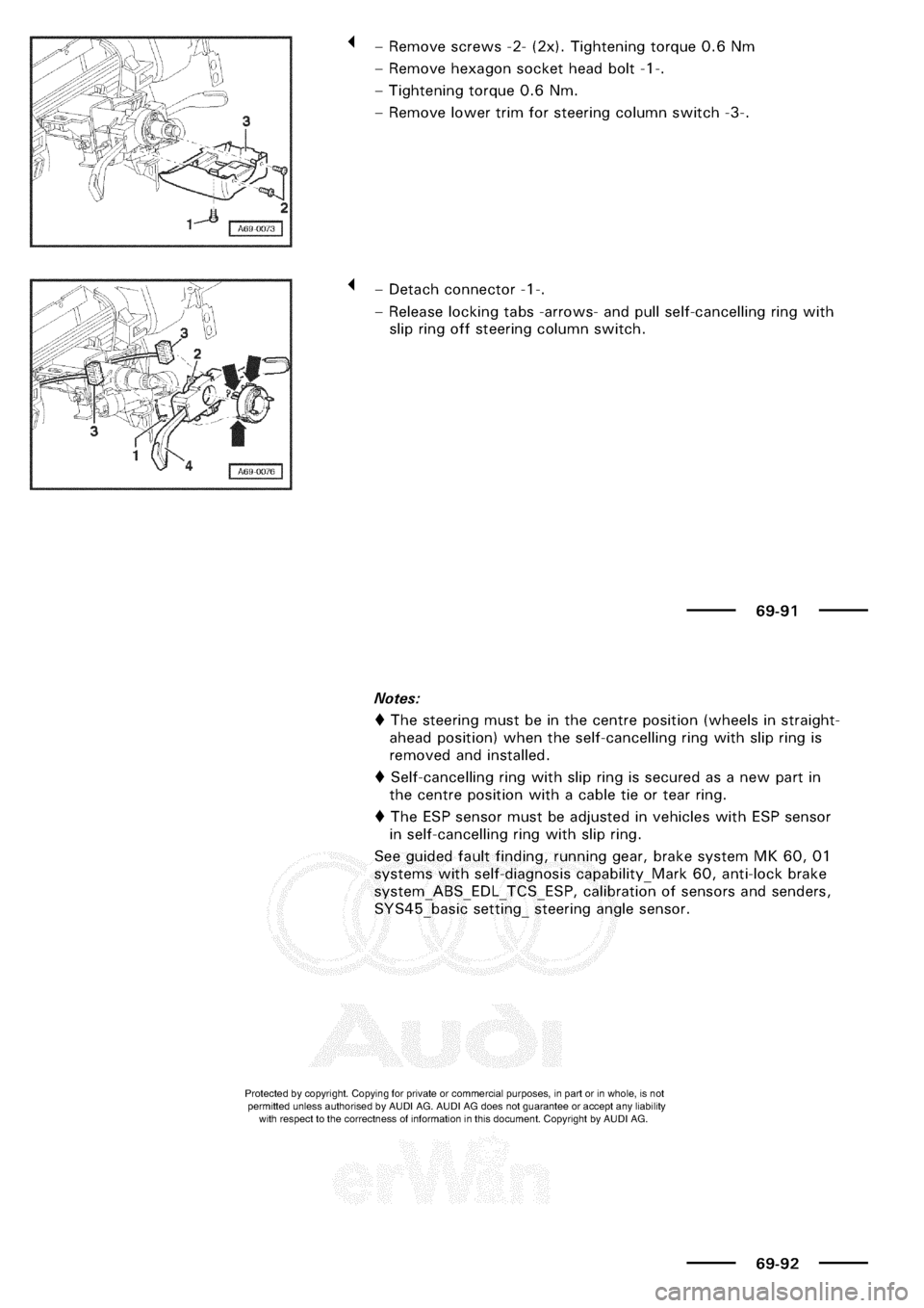 AUDI A3 1997 8L / 1.G General Body Assembly Interior Workshop Manual 