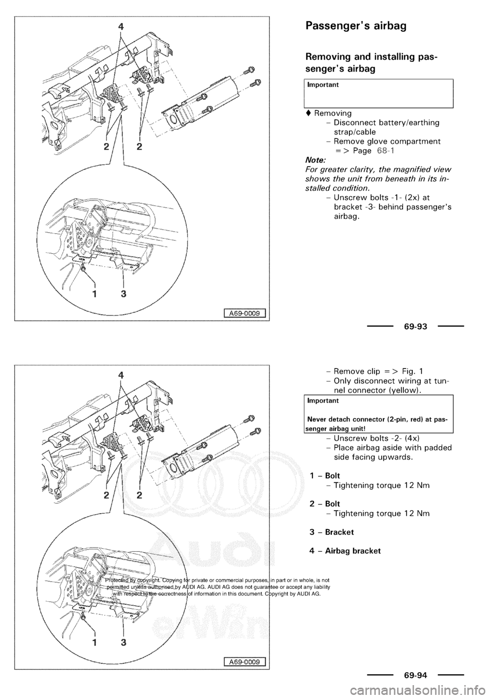 AUDI A3 1997 8L / 1.G General Body Assembly Interior Workshop Manual 