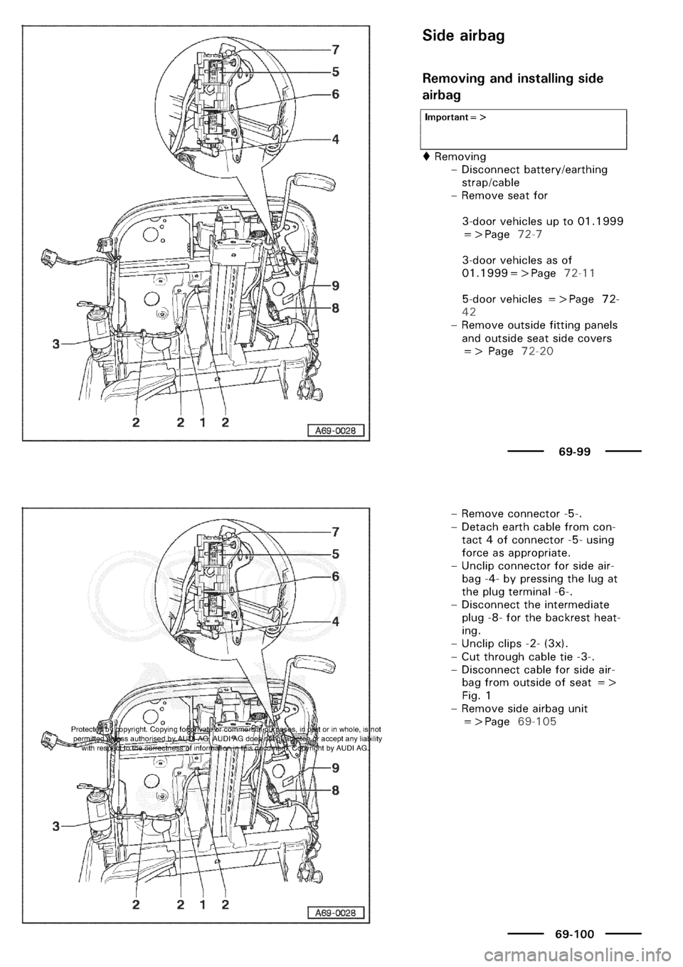 AUDI A3 1997 8L / 1.G General Body Assembly Interior Workshop Manual 