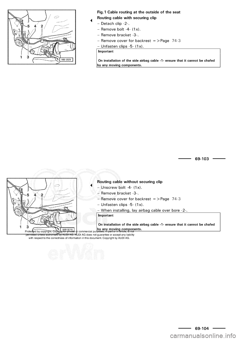 AUDI A3 1997 8L / 1.G General Body Assembly Interior Workshop Manual 