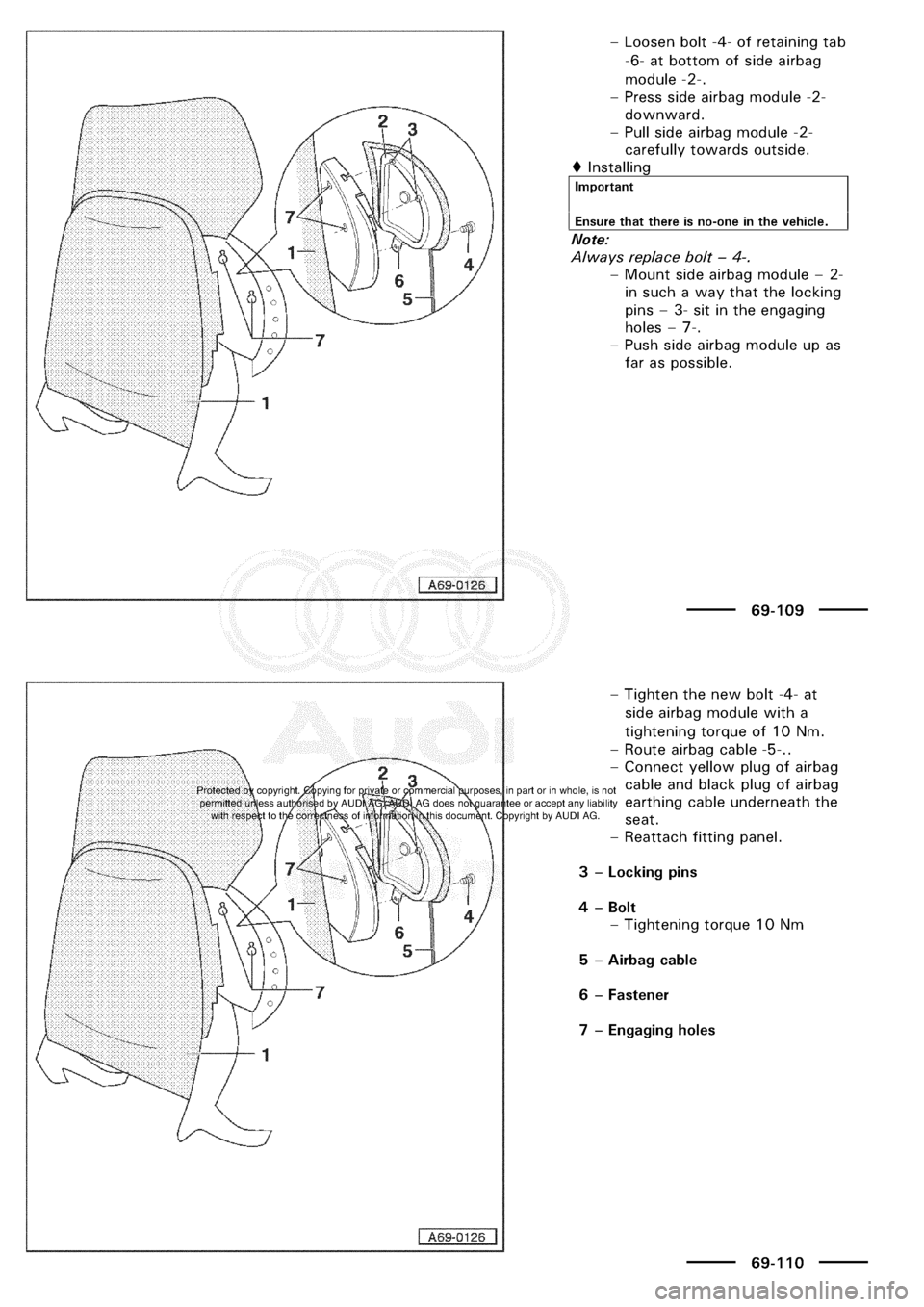 AUDI A3 1997 8L / 1.G General Body Assembly Interior Workshop Manual 