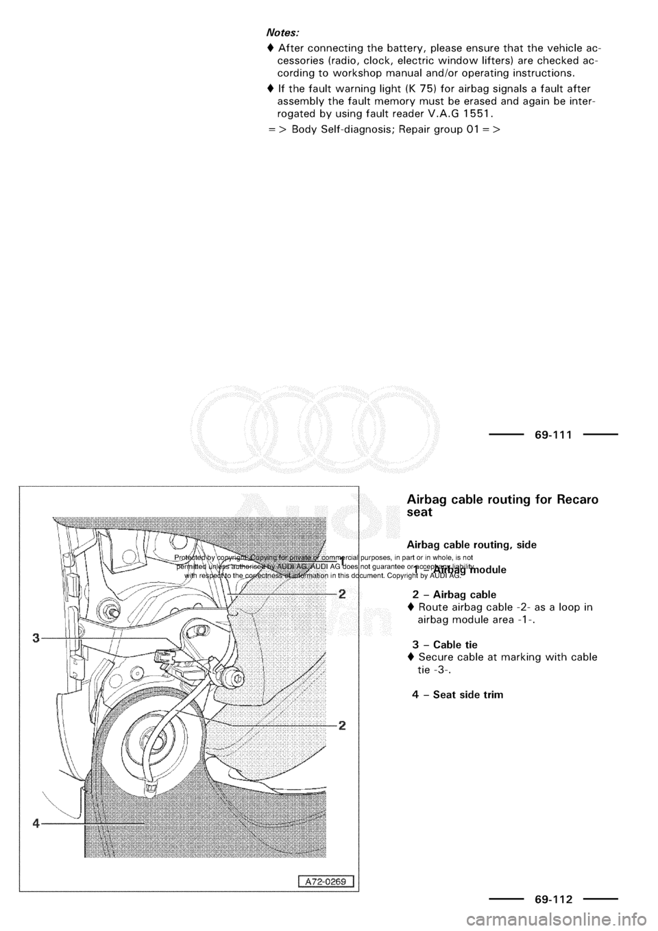 AUDI A3 1997 8L / 1.G General Body Assembly Interior Workshop Manual 