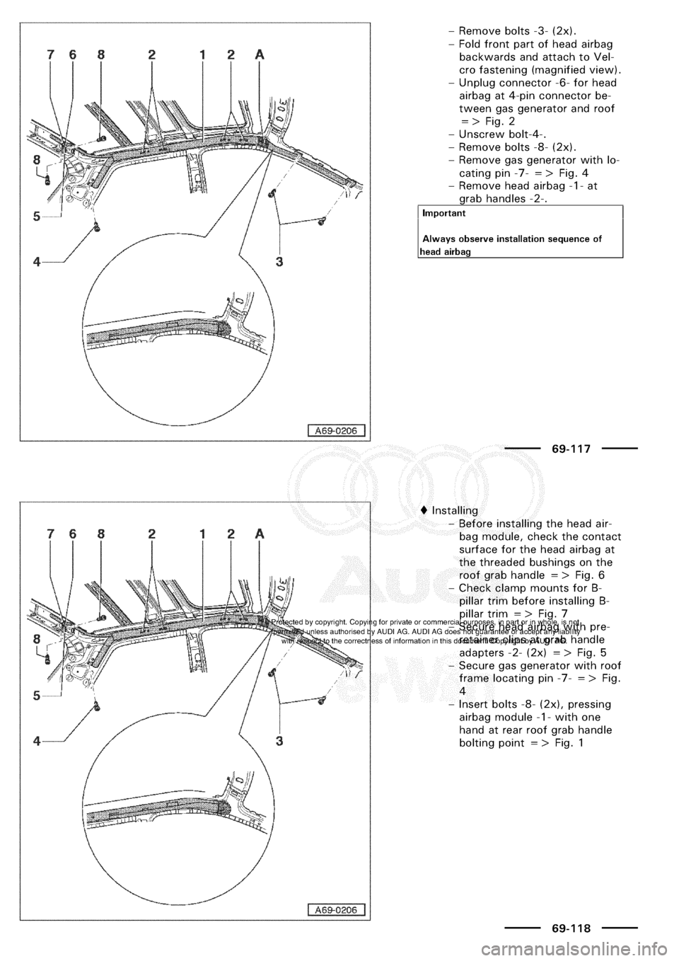 AUDI A3 1997 8L / 1.G General Body Assembly Interior Workshop Manual 