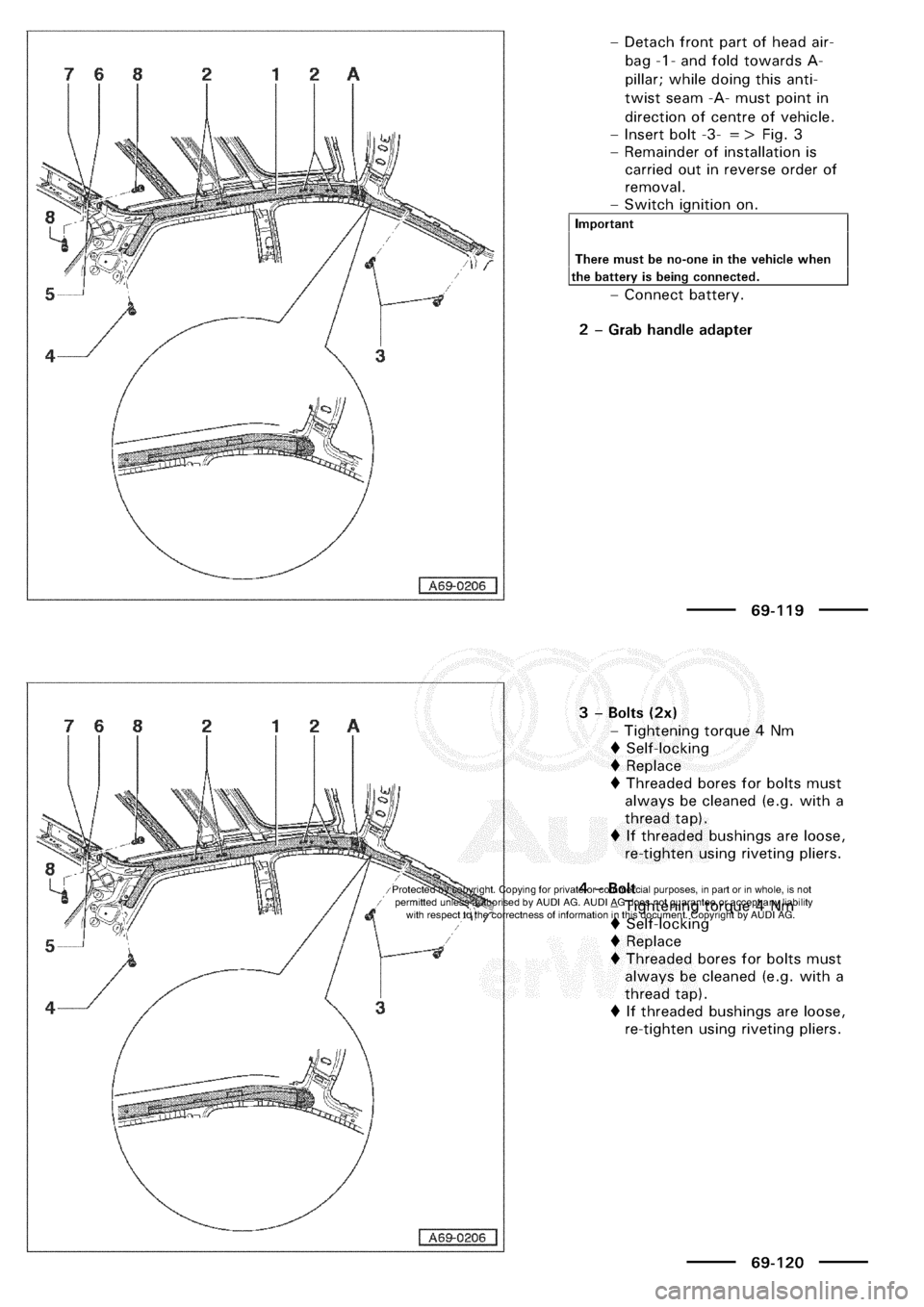 AUDI A3 1997 8L / 1.G General Body Assembly Interior Workshop Manual 