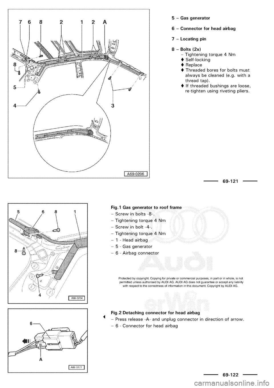 AUDI A3 1997 8L / 1.G General Body Assembly Interior Workshop Manual 