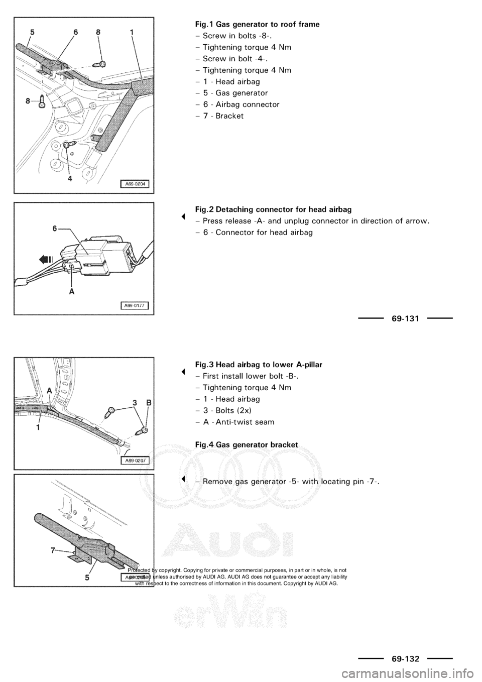 AUDI A3 1997 8L / 1.G General Body Assembly Interior Workshop Manual 