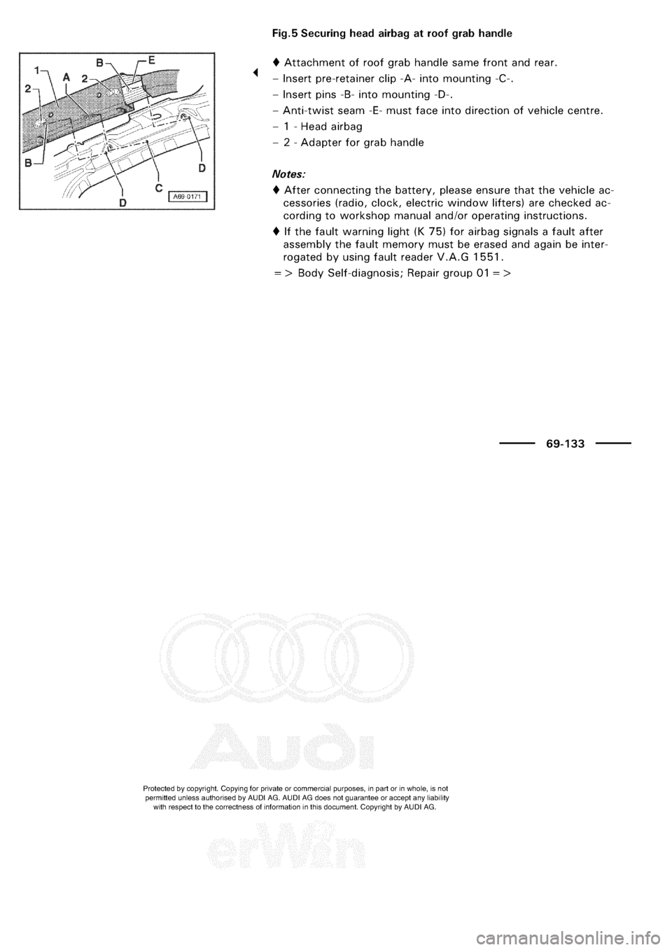 AUDI A3 1997 8L / 1.G General Body Assembly Interior Workshop Manual 