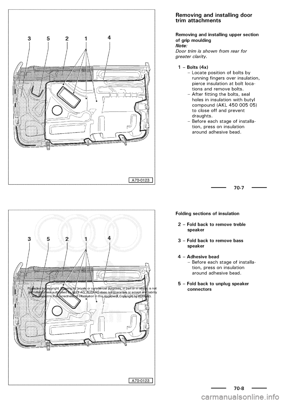 AUDI A3 1997 8L / 1.G General Body Assembly Interior Workshop Manual 