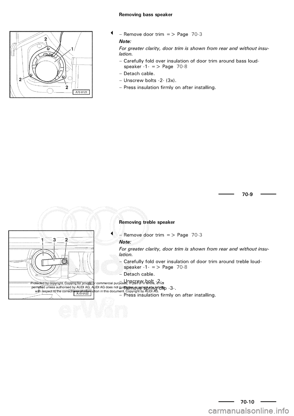 AUDI A3 1997 8L / 1.G General Body Assembly Interior Workshop Manual 