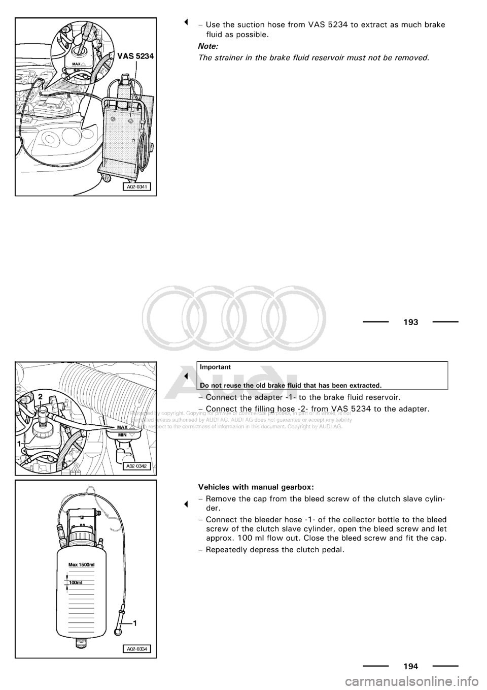 AUDI A3 2001 8L / 1.G Maintenance Workshop Manual 