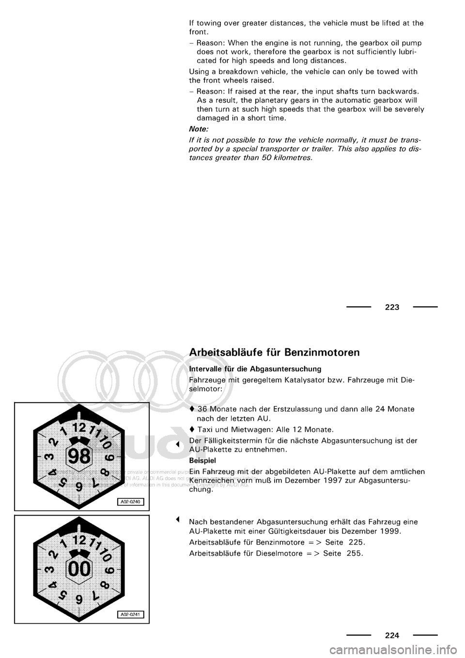 AUDI A3 2001 8L / 1.G Maintenance Workshop Manual 