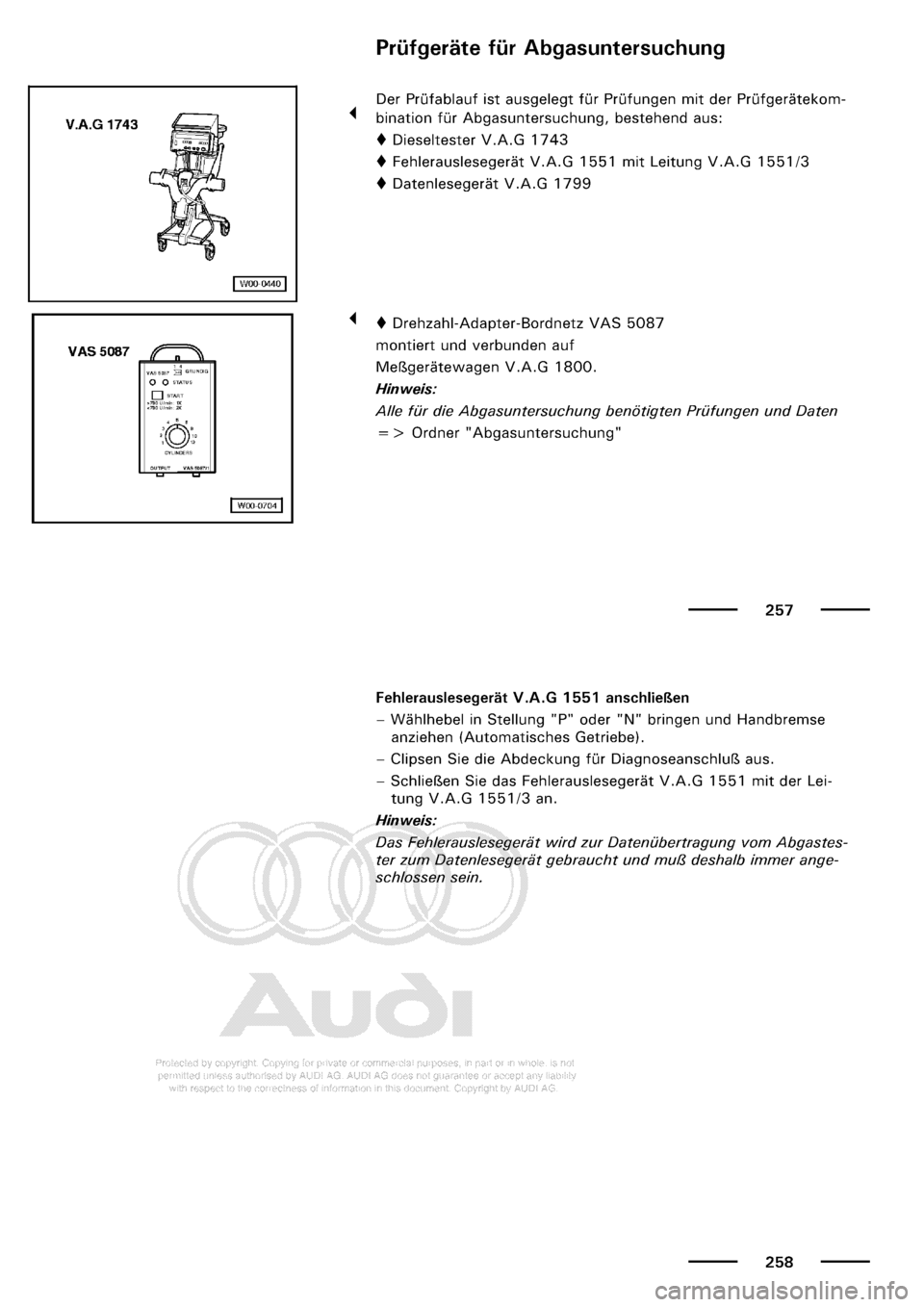 AUDI A3 2001 8L / 1.G Maintenance Workshop Manual 