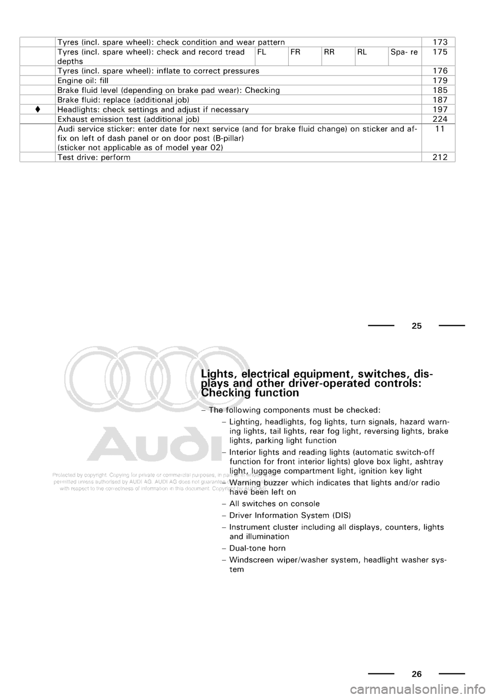 AUDI A3 2001 8L / 1.G Maintenance Workshop Manual 