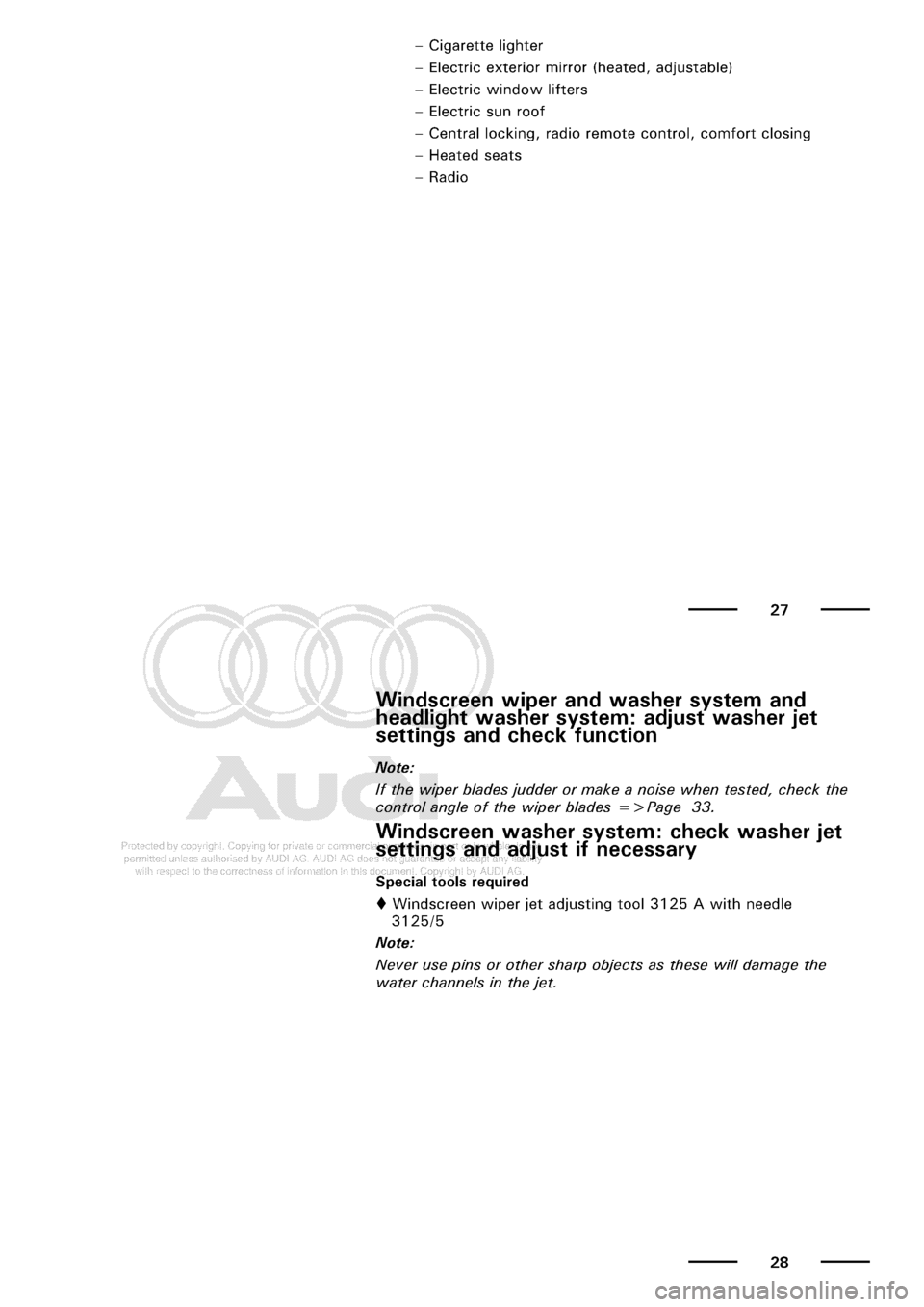 AUDI A3 2001 8L / 1.G Maintenance Workshop Manual 