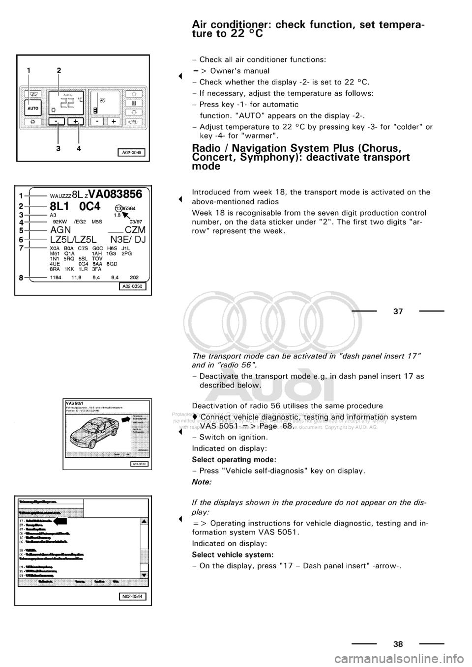 AUDI A3 2001 8L / 1.G Maintenance Workshop Manual 