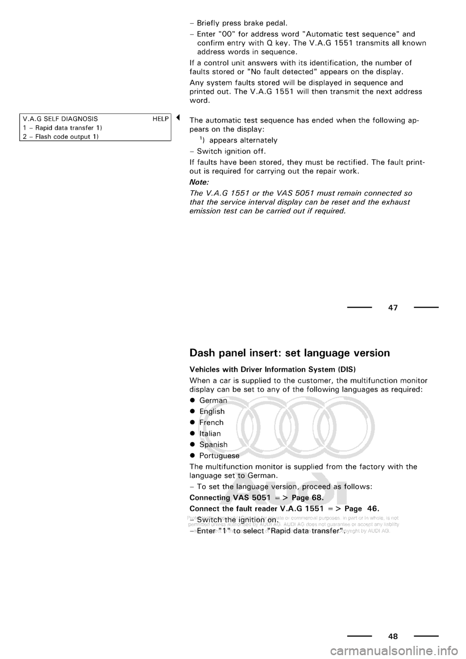 AUDI A3 2001 8L / 1.G Maintenance Workshop Manual 