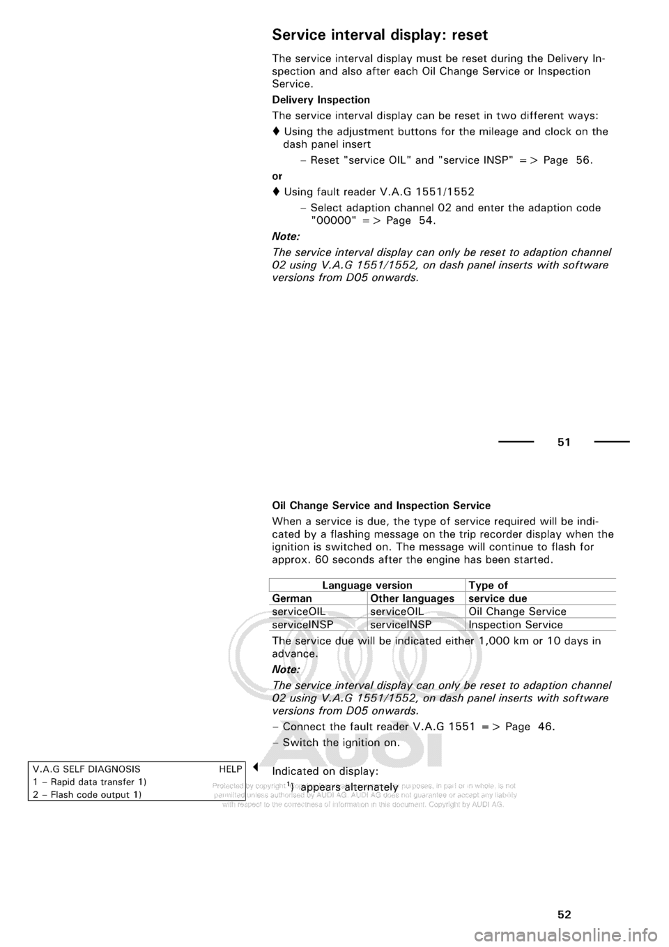 AUDI A3 2001 8L / 1.G Maintenance Workshop Manual 