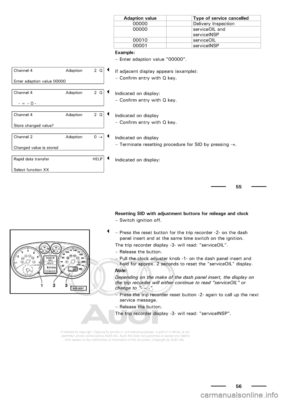 AUDI A3 2001 8L / 1.G Maintenance Workshop Manual 