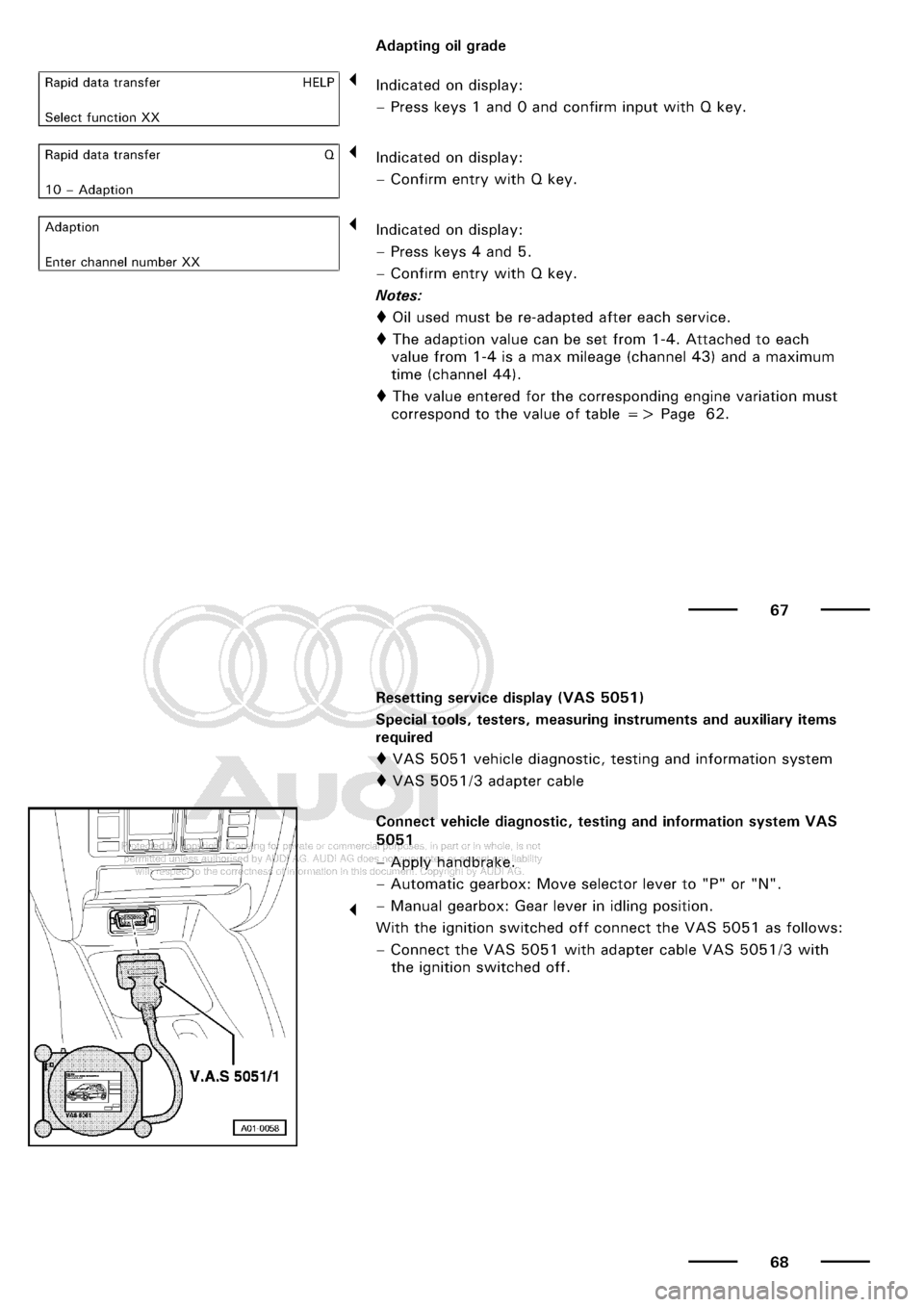 AUDI A3 2001 8L / 1.G Maintenance Workshop Manual 