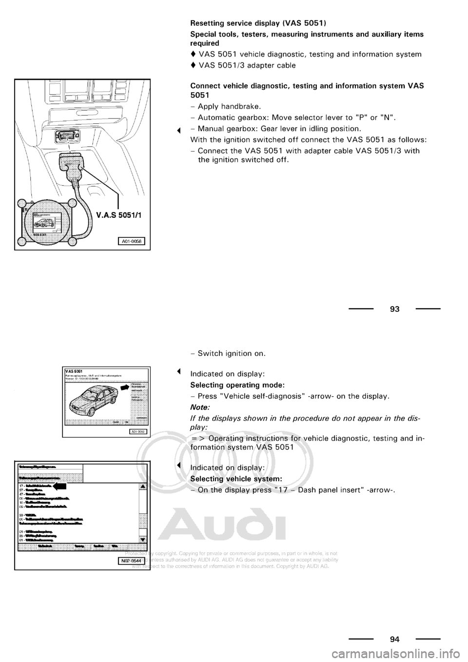 AUDI A3 2001 8L / 1.G Maintenance Workshop Manual 
