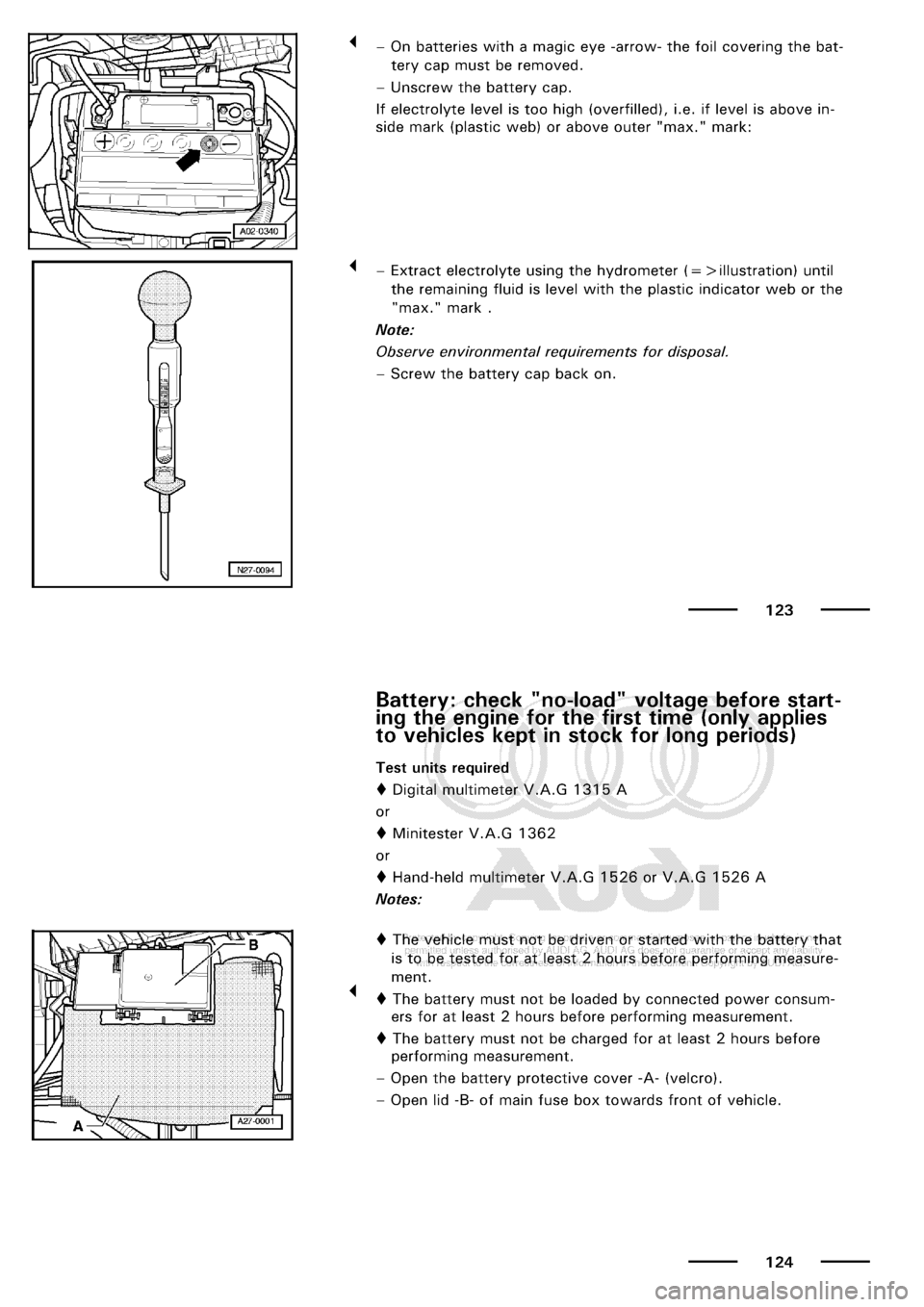 AUDI A3 2001 8L / 1.G Maintenance Workshop Manual 