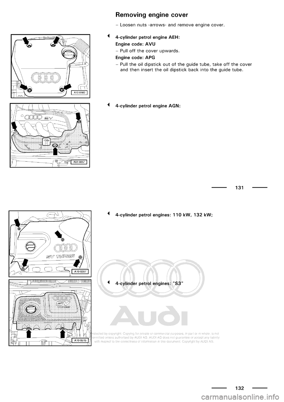 AUDI A3 2001 8L / 1.G Maintenance Workshop Manual 