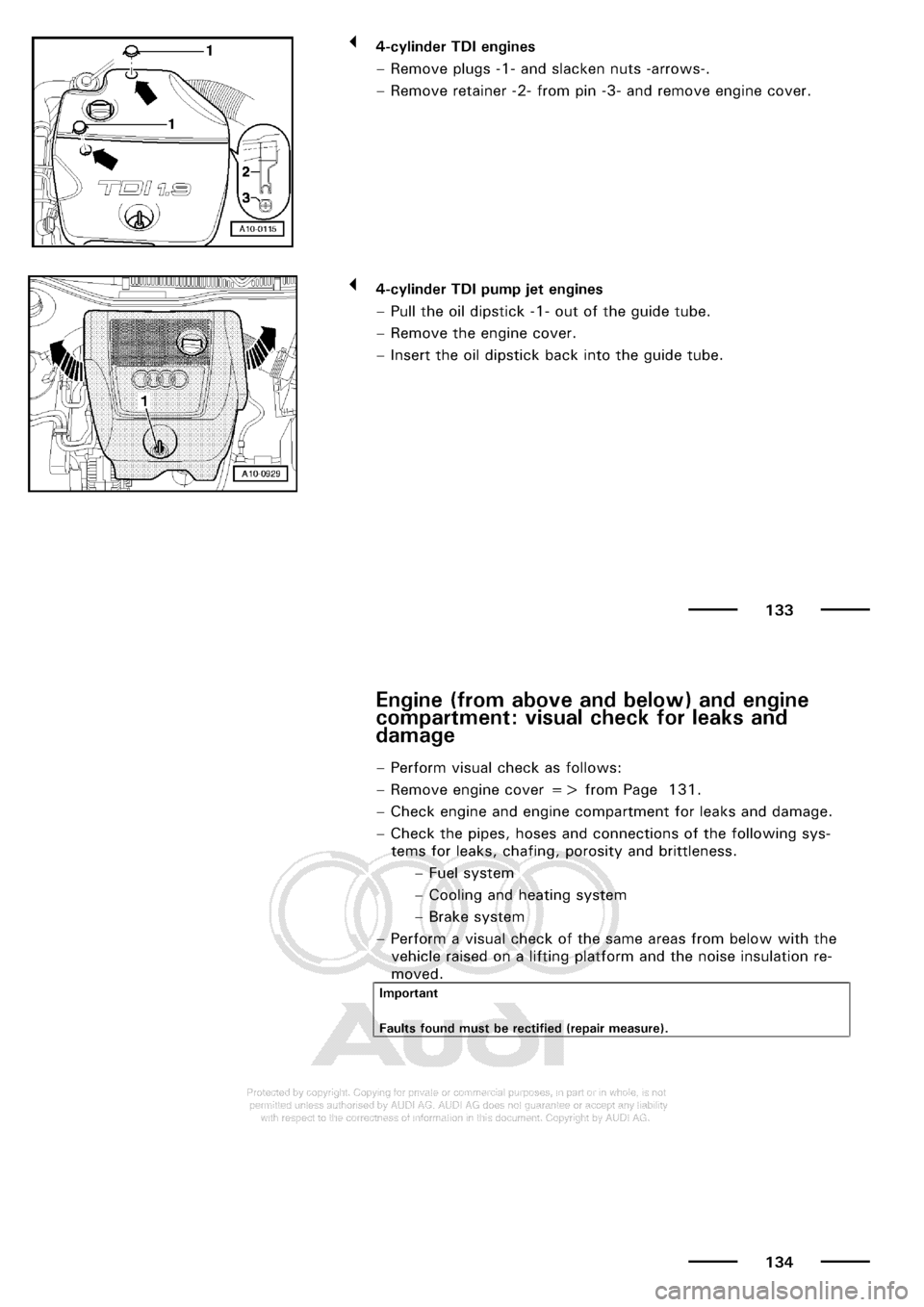 AUDI A3 2001 8L / 1.G Maintenance Workshop Manual 