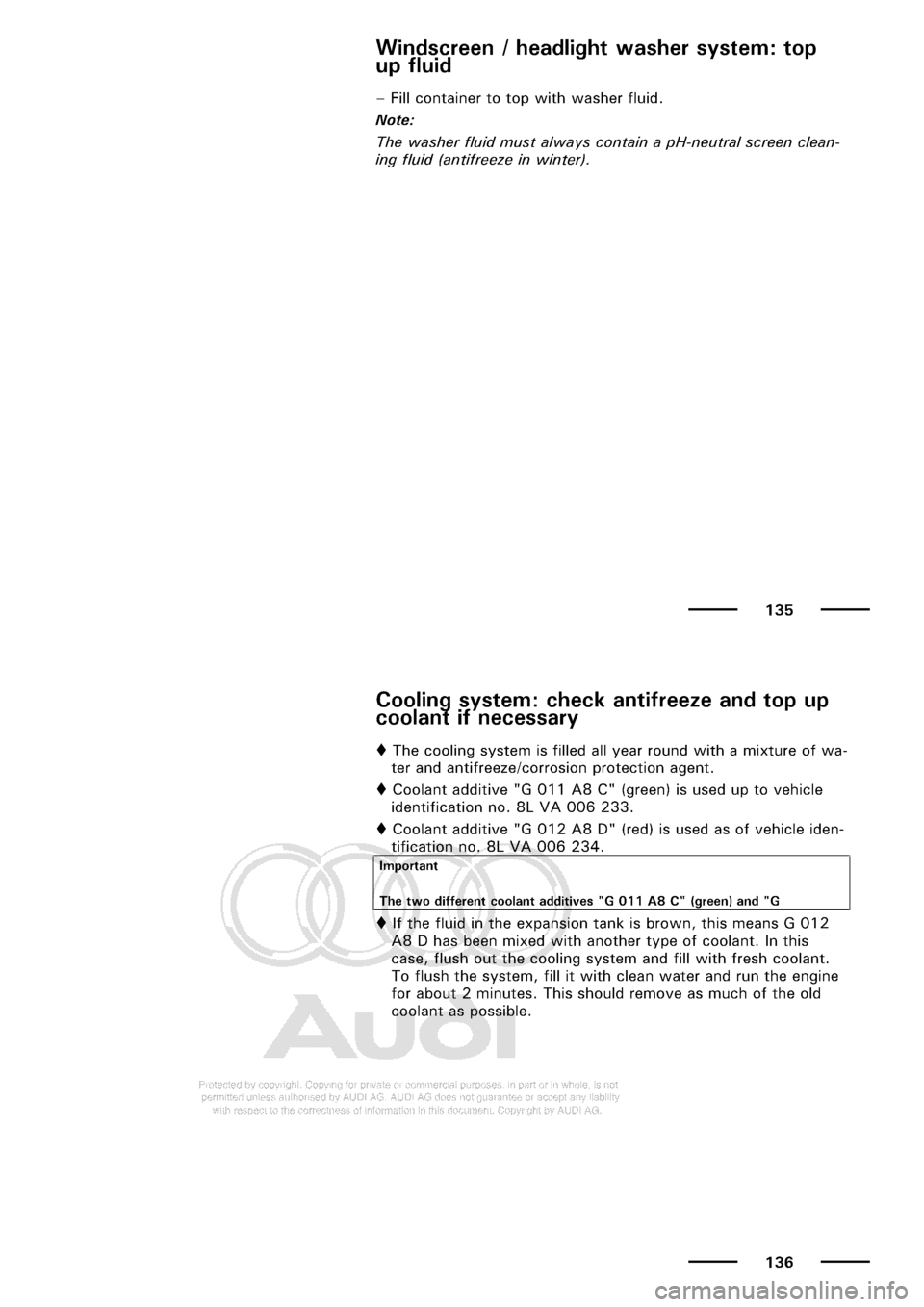 AUDI A3 2001 8L / 1.G Maintenance Workshop Manual 
