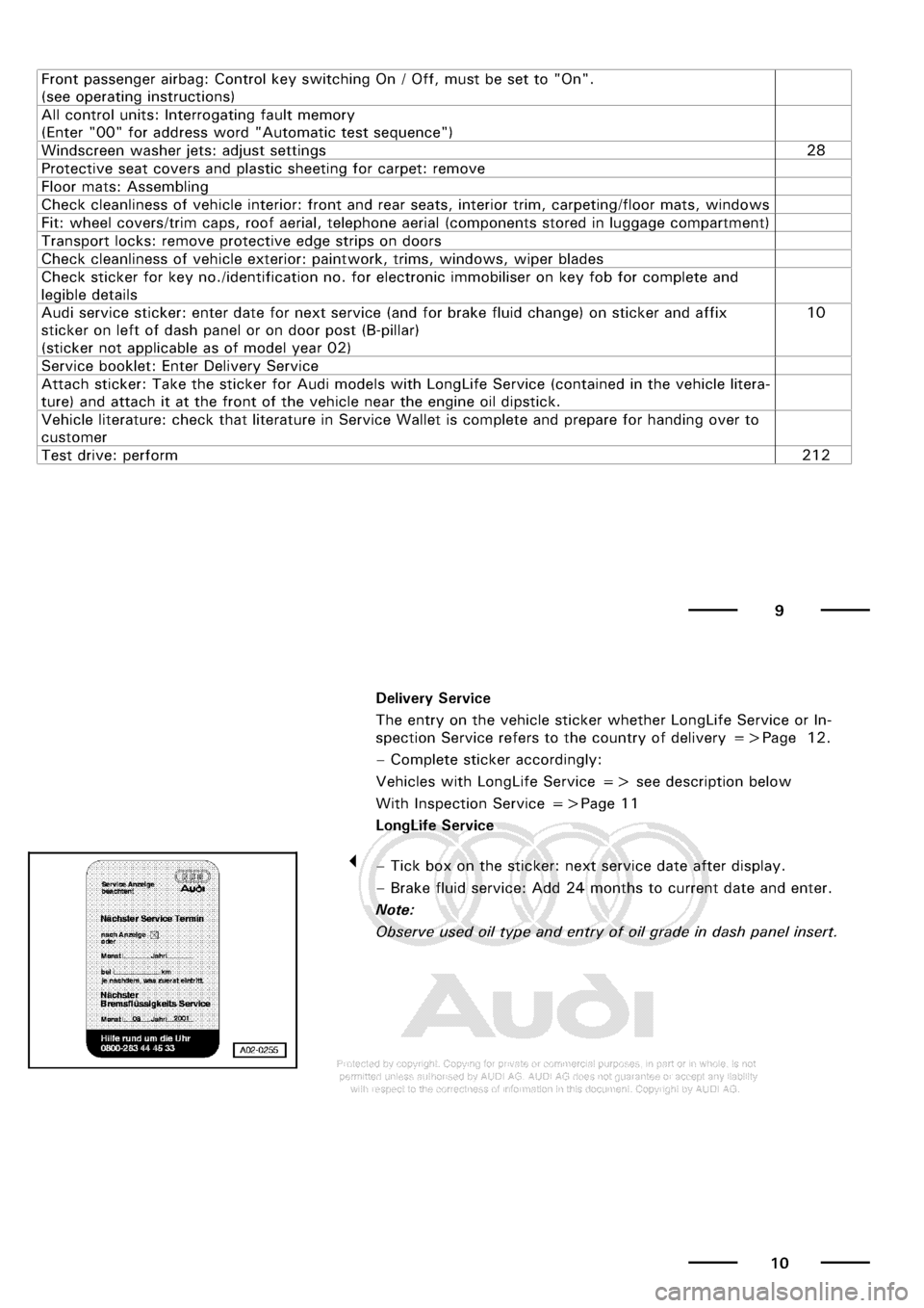 AUDI A3 2001 8L / 1.G Maintenance Workshop Manual 