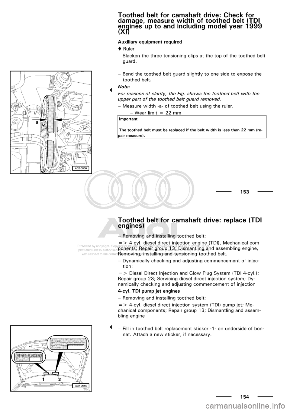 AUDI A3 2001 8L / 1.G Maintenance Workshop Manual 