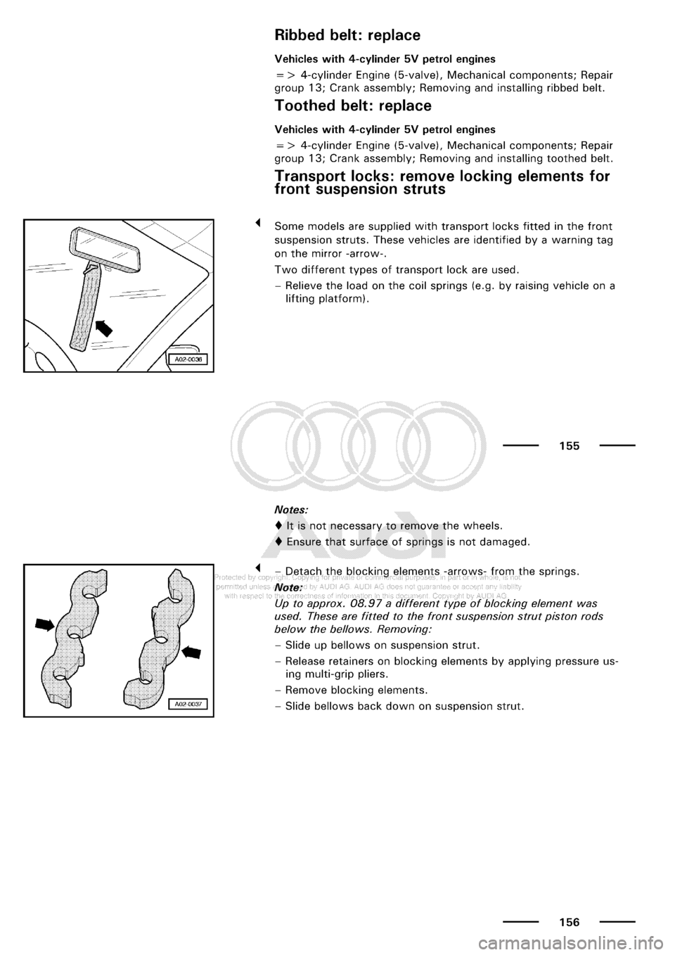 AUDI A3 2001 8L / 1.G Maintenance Workshop Manual 