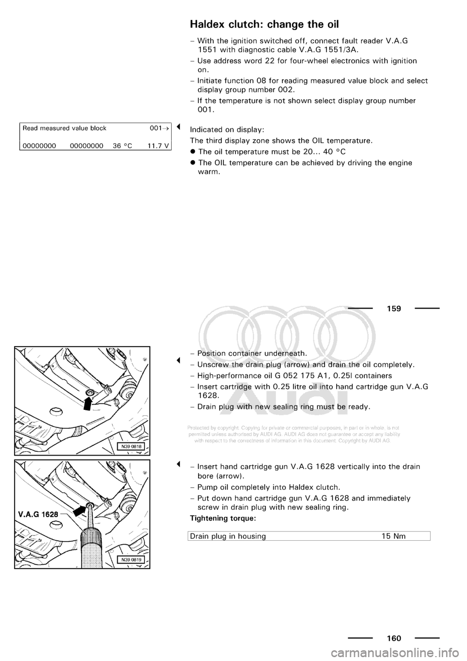 AUDI A3 2001 8L / 1.G Maintenance Workshop Manual 