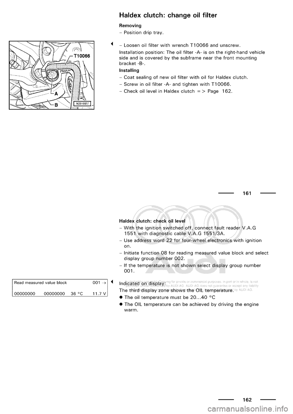 AUDI A3 2001 8L / 1.G Maintenance Workshop Manual 