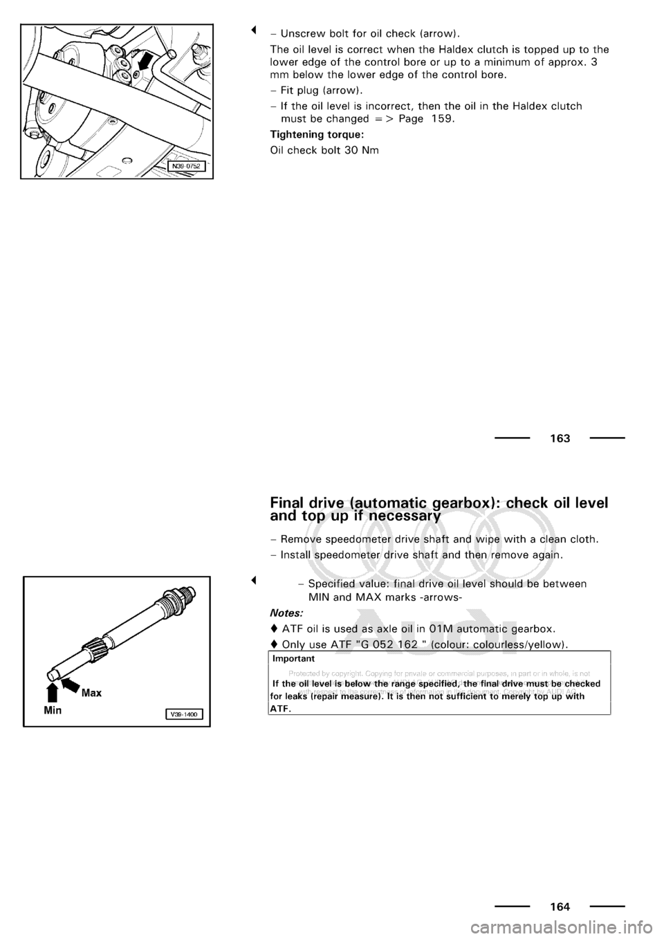 AUDI A3 2001 8L / 1.G Maintenance Workshop Manual 