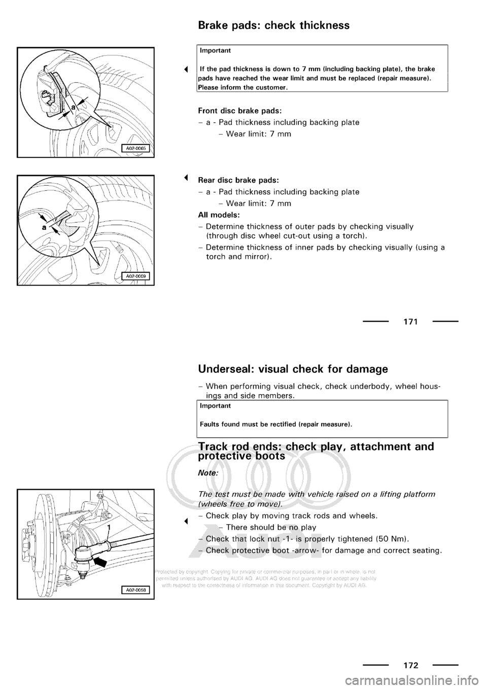 AUDI A3 2001 8L / 1.G Maintenance Workshop Manual 