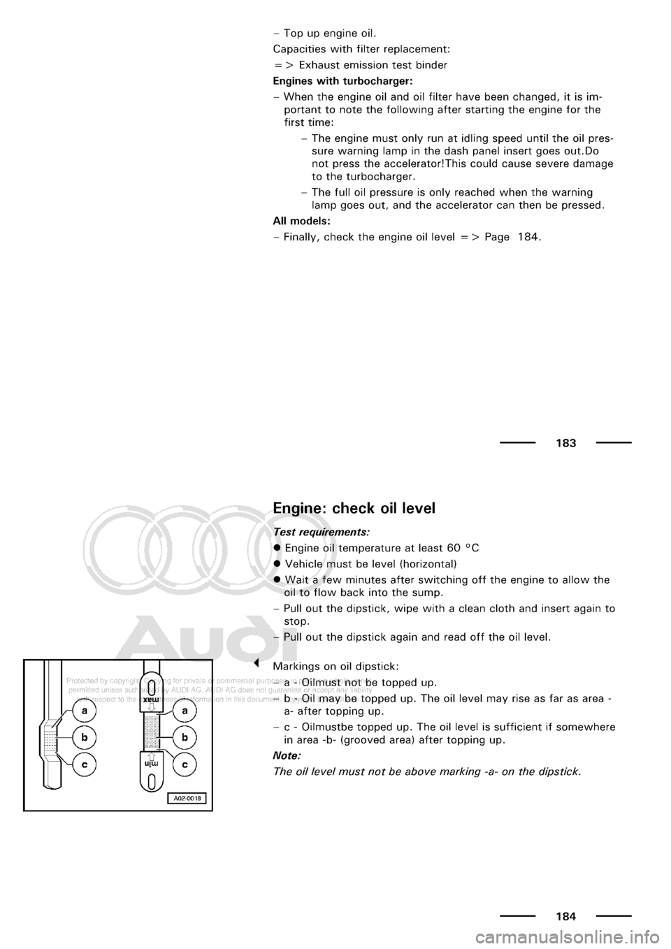 AUDI A3 2001 8L / 1.G Maintenance Workshop Manual 