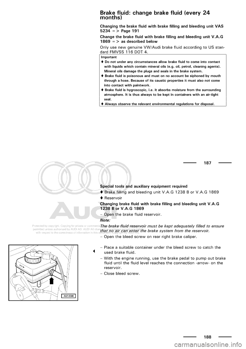 AUDI A3 2001 8L / 1.G Maintenance Workshop Manual 
