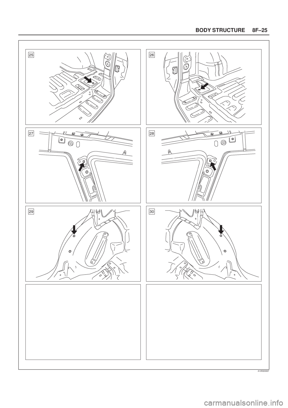 ISUZU AXIOM 2002  Service Repair Manual 8F±25 BODY STRUCTURE
A10R200007 