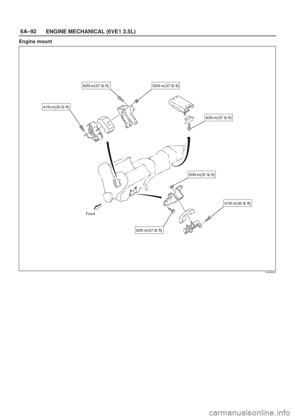 ISUZU AXIOM 2002  Service Repair Manual 6A±92
ENGINE MECHANICAL (6VE1 3.5L)
Engine mount
E06RW003 