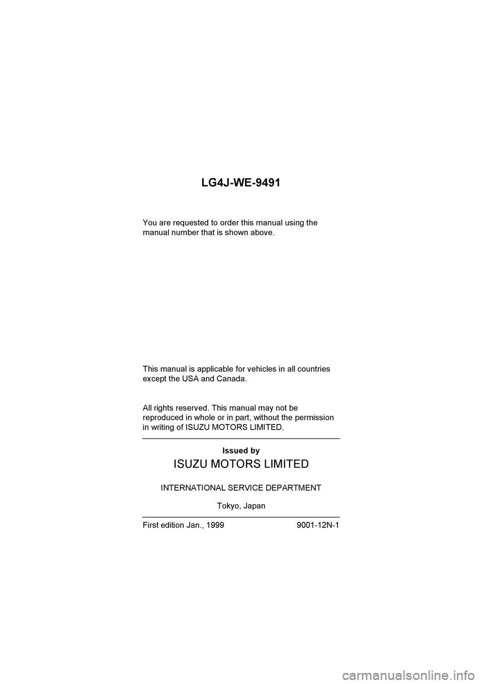 ISUZU ELF 1999  Workshop Manual 
