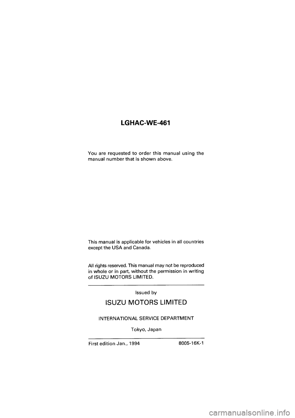 ISUZU ELF 1999  Workshop Manual 