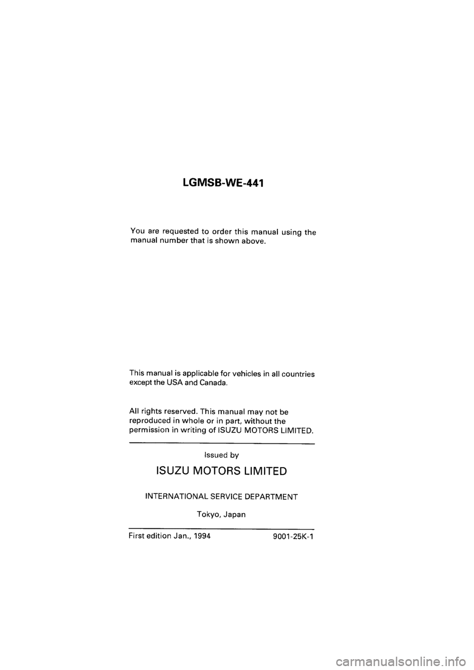 ISUZU ELF 1999  Workshop Manual 