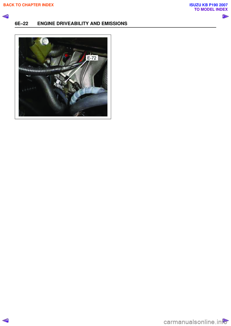 ISUZU KB P190 2007  Workshop Repair Manual 6E–22 ENGINE DRIVEABILITY AND EMISSIONS
 
BACK TO CHAPTER INDEX
TO MODEL INDEX
ISUZU KB P190 2007 