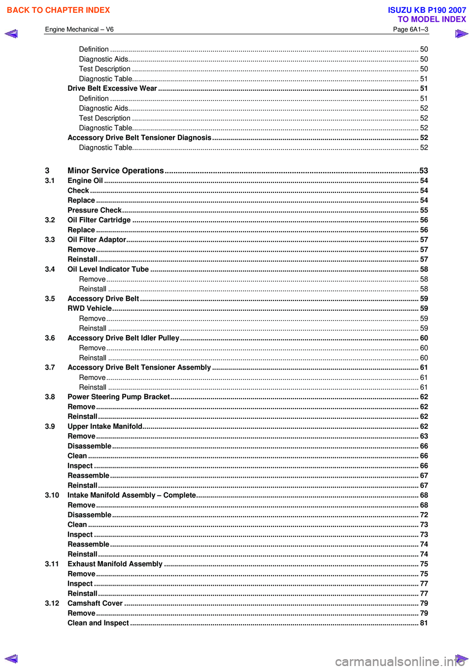 ISUZU KB P190 2007  Workshop Repair Manual Engine Mechanical – V6 Page 6A1–3 
 
Definition ....................................................................................................................................................