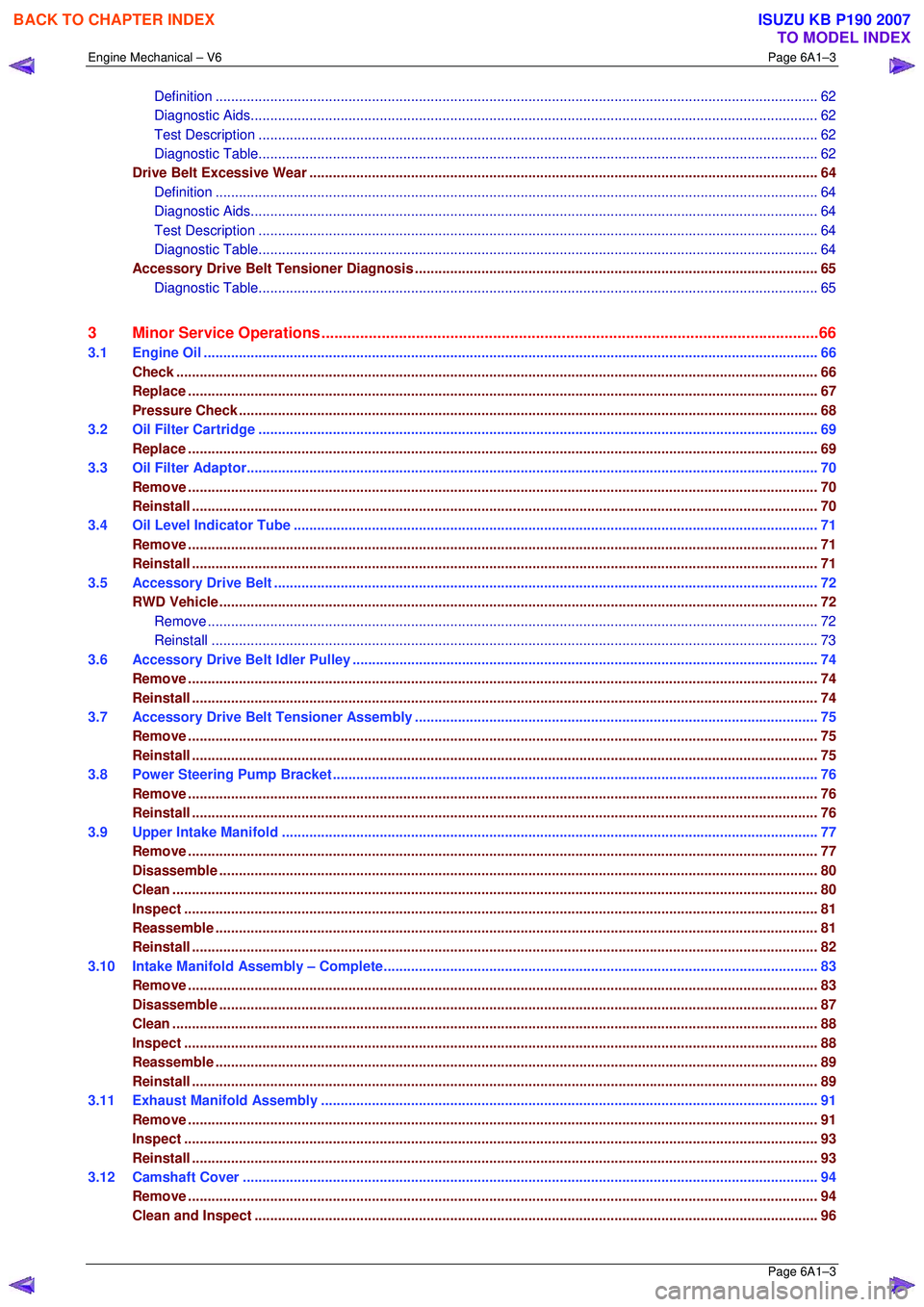ISUZU KB P190 2007  Workshop Repair Manual Engine Mechanical – V6 Page 6A1–3 
 Page 6A1–3 
Definition ..................................................................................................................... .................