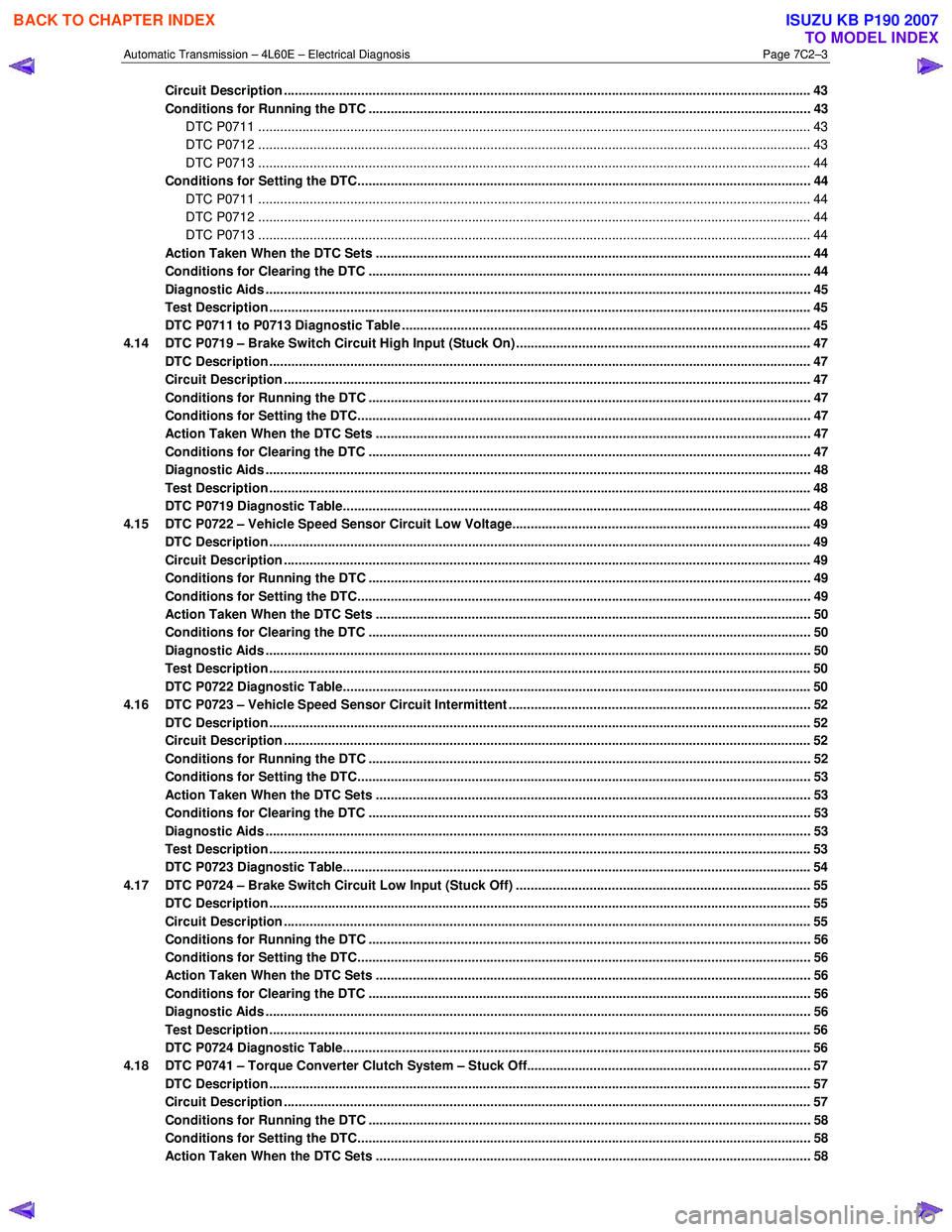 ISUZU KB P190 2007  Workshop Repair Manual Automatic Transmission – 4L60E – Electrical Diagnosis  Page 7C2–3 
Circuit Description ...........................................................................................................