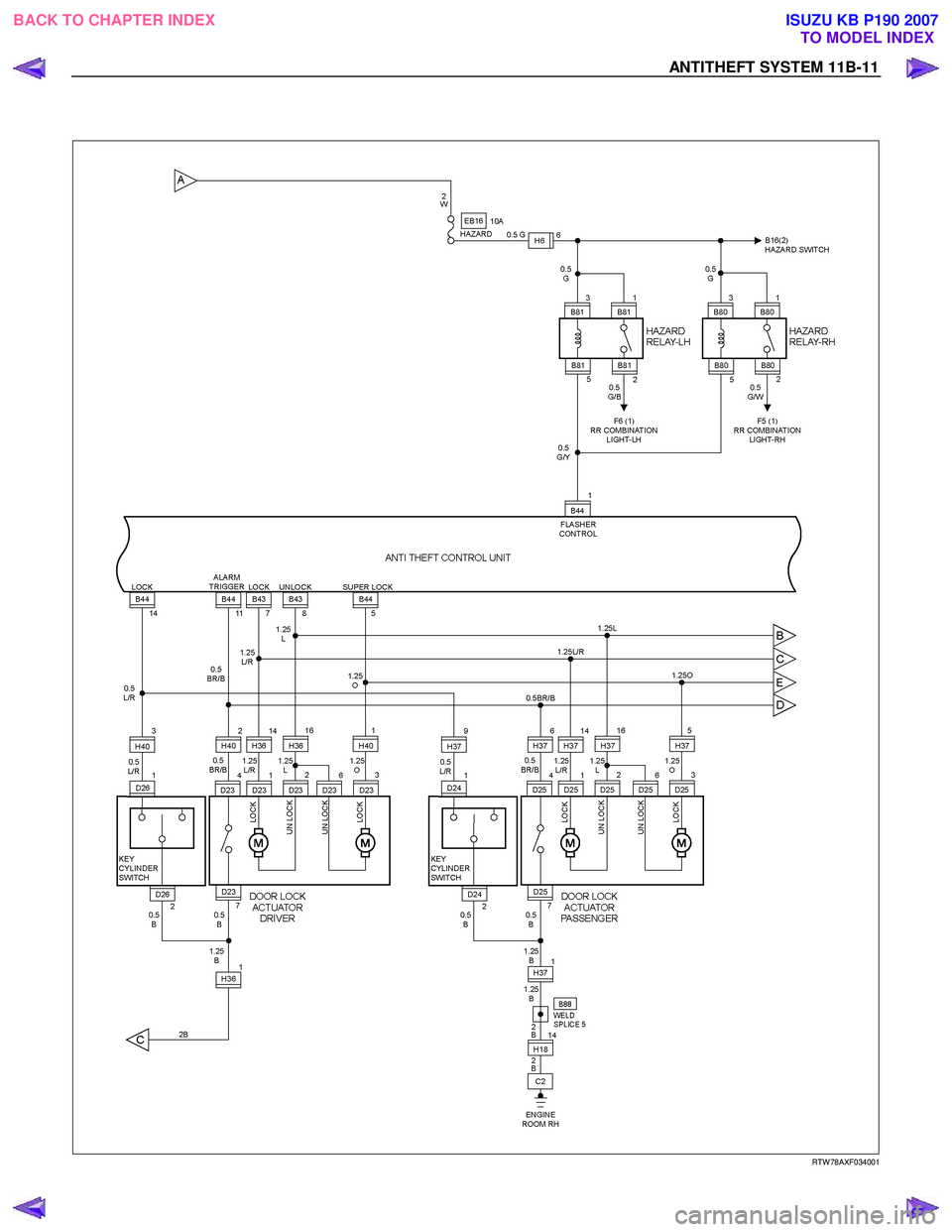 ISUZU KB P190 2007  Workshop Repair Manual ANTITHEFT SYSTEM 11B-11 
 
   
 
 
 
 
RTW 78AXF034001 
 
BACK TO CHAPTER INDEX TO MODEL INDEX
ISUZU KB P190 2007 